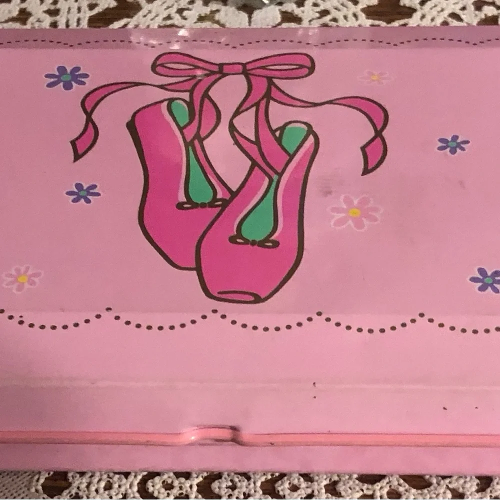 Vintage Sanrio Pink Ballet Slippers Metal Pencil Case Box